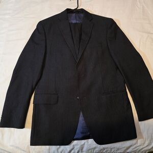 Joseph Abboud Charcoal With Blue Pinstripe Suit 40R Pants Are 32/30